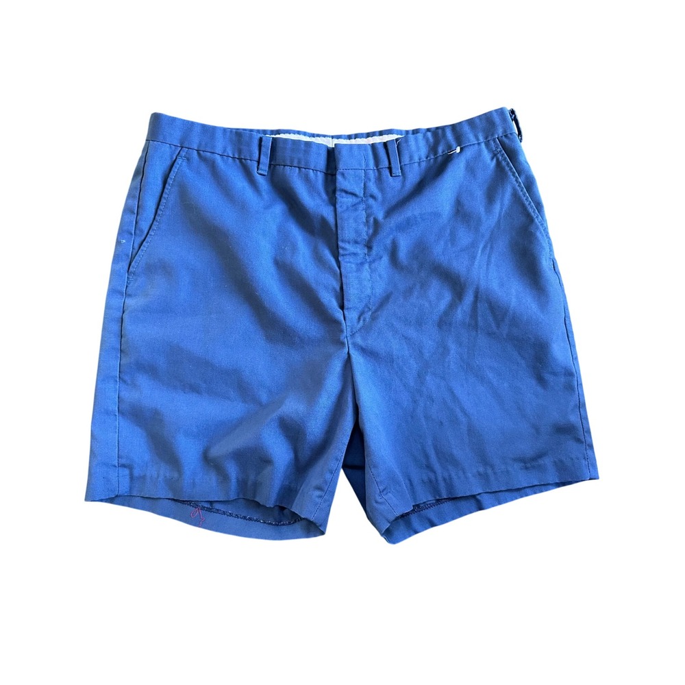 Vintage Mens Royal Blue Workwear Shorts Permanent Press Twill Size 36 RN 14946